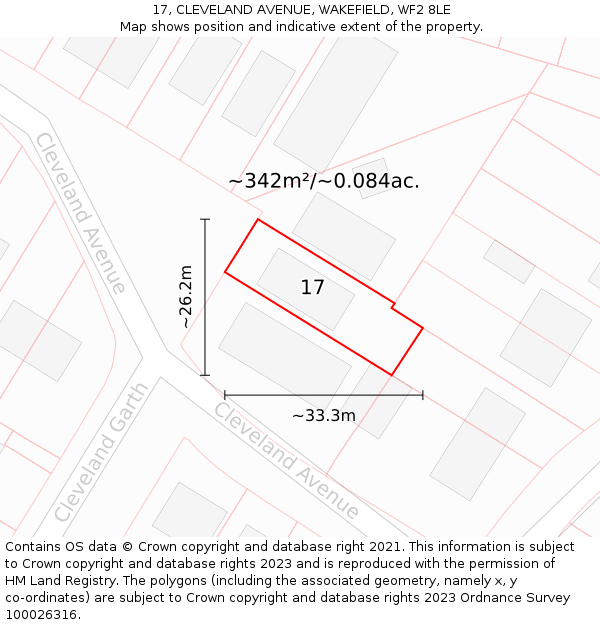 17, CLEVELAND AVENUE, WAKEFIELD, WF2 8LE: Plot and title map