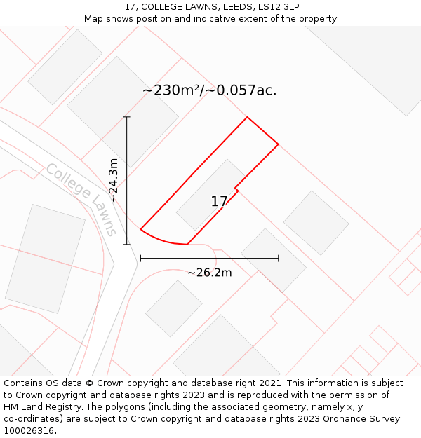 17, COLLEGE LAWNS, LEEDS, LS12 3LP: Plot and title map