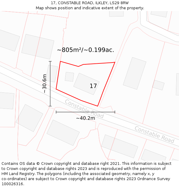 17, CONSTABLE ROAD, ILKLEY, LS29 8RW: Plot and title map