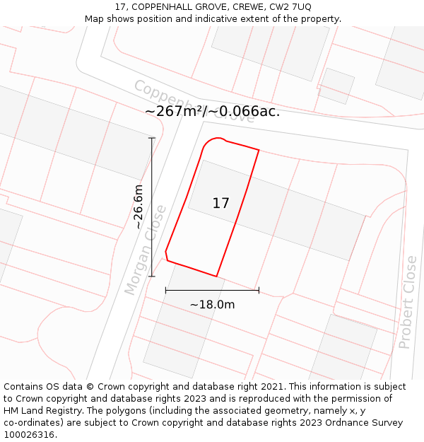 17, COPPENHALL GROVE, CREWE, CW2 7UQ: Plot and title map