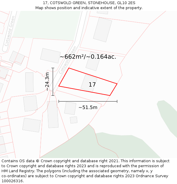 17, COTSWOLD GREEN, STONEHOUSE, GL10 2ES: Plot and title map