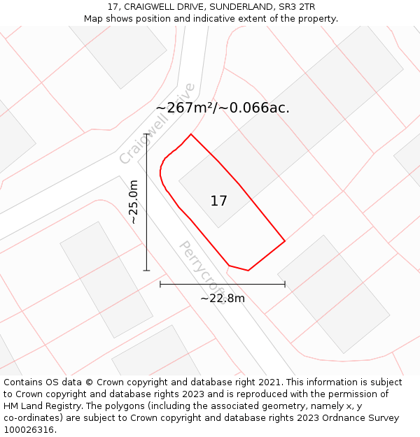 17, CRAIGWELL DRIVE, SUNDERLAND, SR3 2TR: Plot and title map