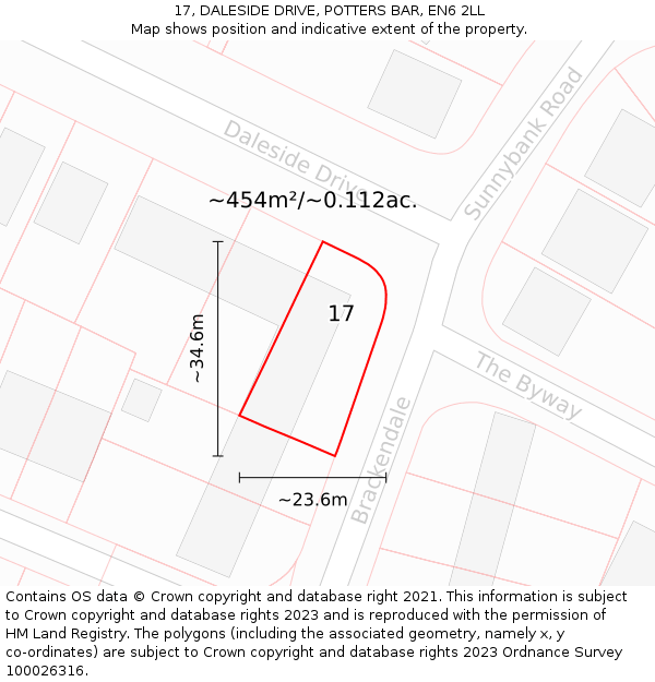 17, DALESIDE DRIVE, POTTERS BAR, EN6 2LL: Plot and title map