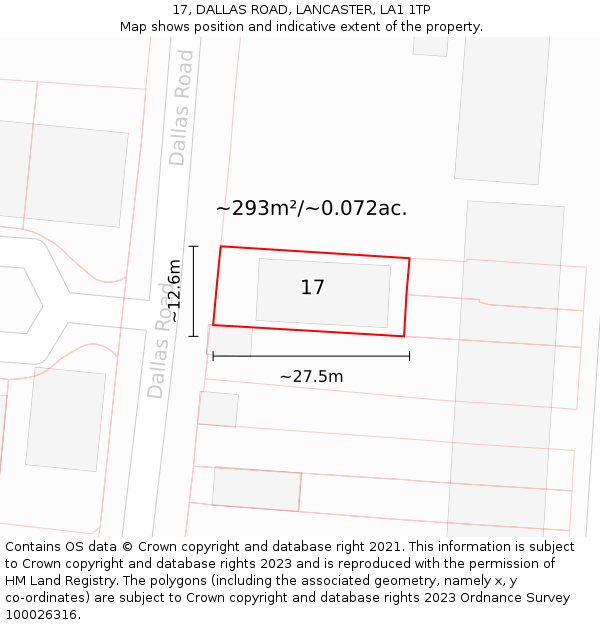 17, DALLAS ROAD, LANCASTER, LA1 1TP: Plot and title map