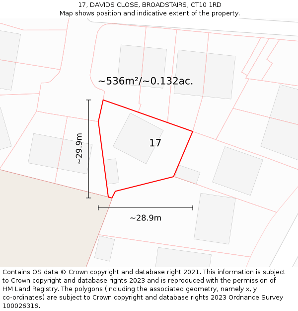17, DAVIDS CLOSE, BROADSTAIRS, CT10 1RD: Plot and title map