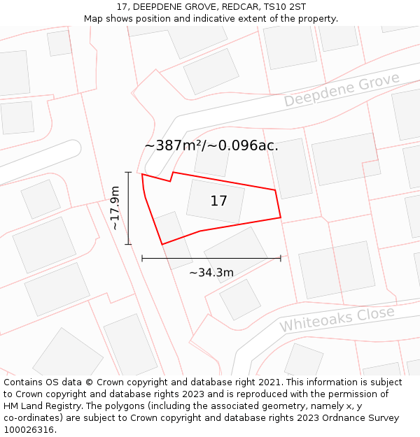 17, DEEPDENE GROVE, REDCAR, TS10 2ST: Plot and title map