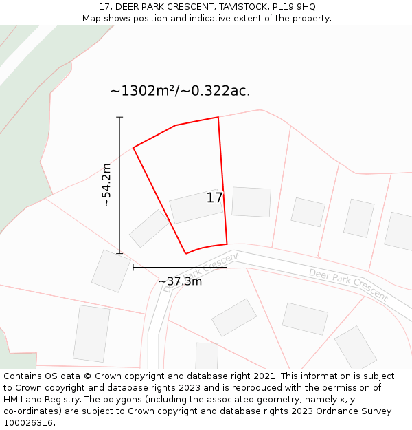 17, DEER PARK CRESCENT, TAVISTOCK, PL19 9HQ: Plot and title map