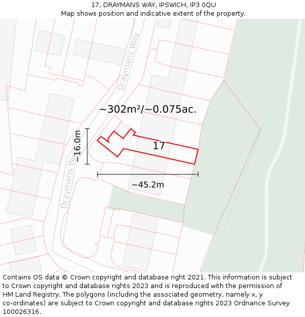 17, DRAYMANS WAY, IPSWICH, IP3 0QU: Plot and title map