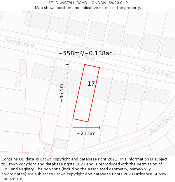 17, DUNSTALL ROAD, LONDON, SW20 0HP: Plot and title map