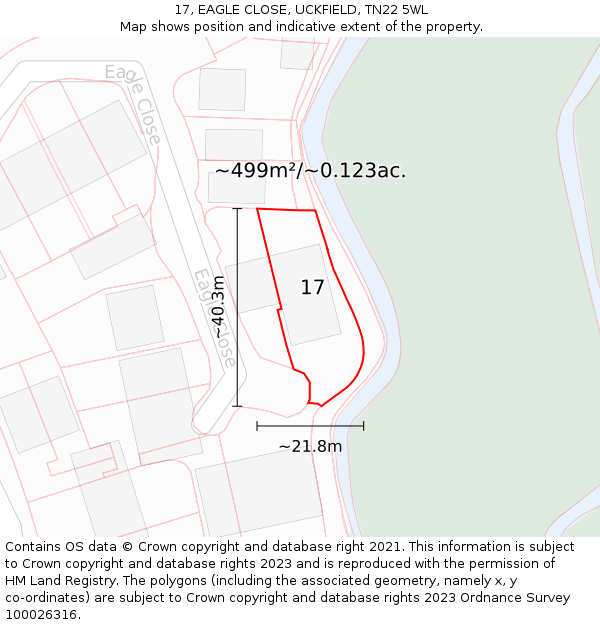 17, EAGLE CLOSE, UCKFIELD, TN22 5WL: Plot and title map