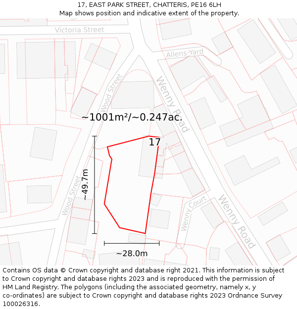 17, EAST PARK STREET, CHATTERIS, PE16 6LH: Plot and title map