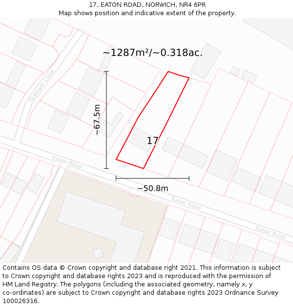 17, EATON ROAD, NORWICH, NR4 6PR: Plot and title map