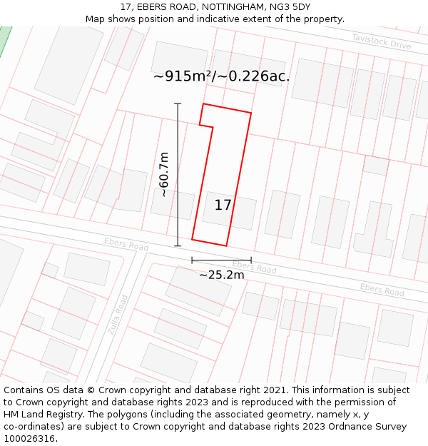 17, EBERS ROAD, NOTTINGHAM, NG3 5DY: Plot and title map