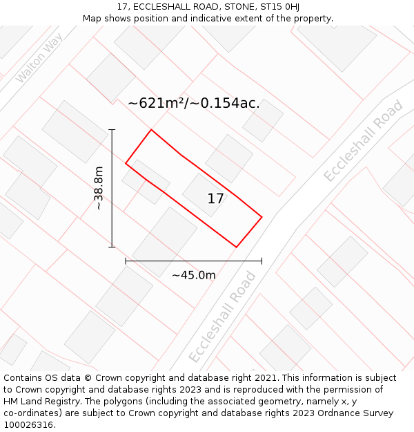 17, ECCLESHALL ROAD, STONE, ST15 0HJ: Plot and title map