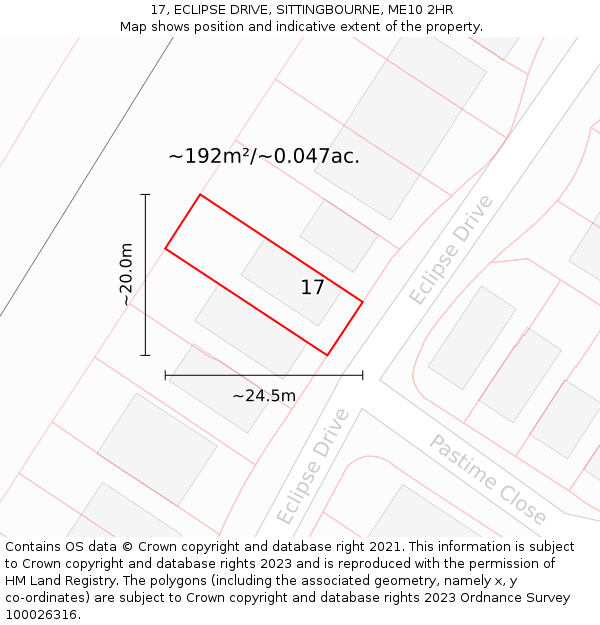 17, ECLIPSE DRIVE, SITTINGBOURNE, ME10 2HR: Plot and title map