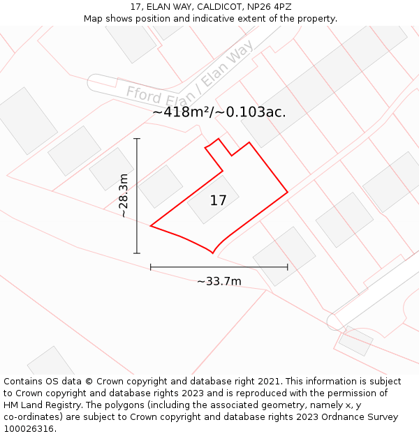 17, ELAN WAY, CALDICOT, NP26 4PZ: Plot and title map