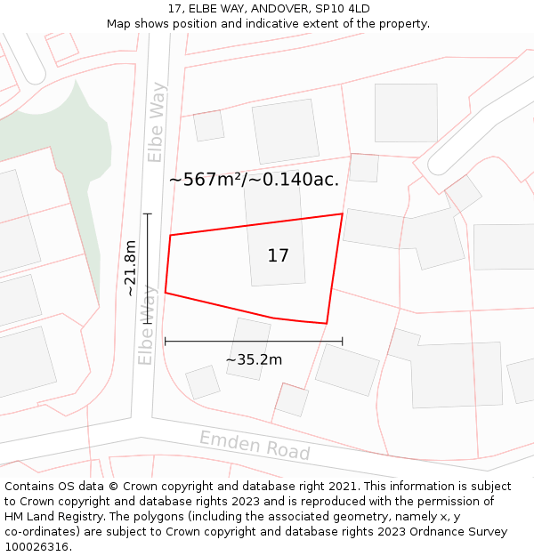 17, ELBE WAY, ANDOVER, SP10 4LD: Plot and title map