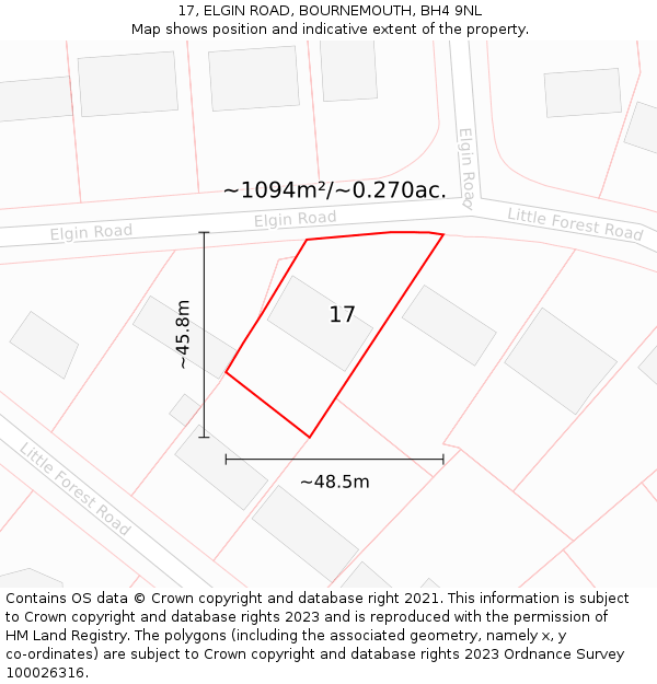 17, ELGIN ROAD, BOURNEMOUTH, BH4 9NL: Plot and title map