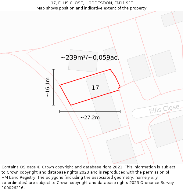 17, ELLIS CLOSE, HODDESDON, EN11 9FE: Plot and title map