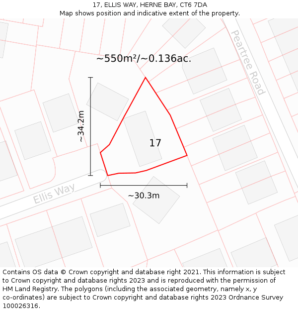 17, ELLIS WAY, HERNE BAY, CT6 7DA: Plot and title map