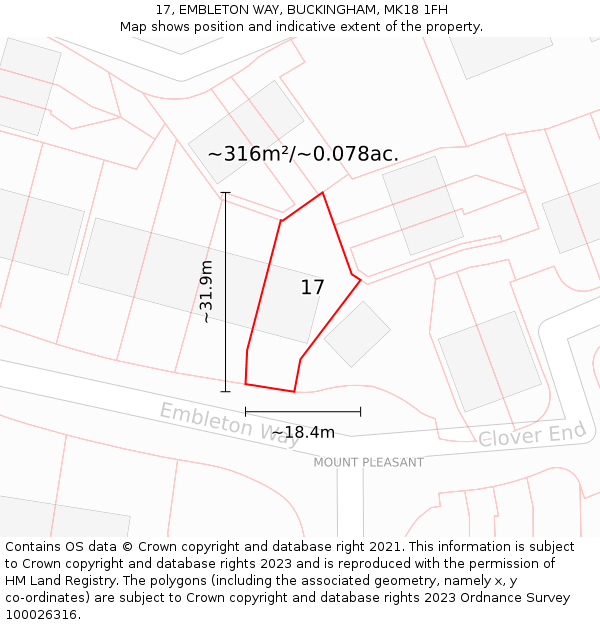 17, EMBLETON WAY, BUCKINGHAM, MK18 1FH: Plot and title map