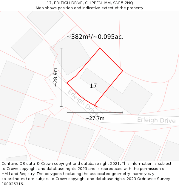 17, ERLEIGH DRIVE, CHIPPENHAM, SN15 2NQ: Plot and title map