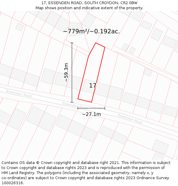 17, ESSENDEN ROAD, SOUTH CROYDON, CR2 0BW: Plot and title map