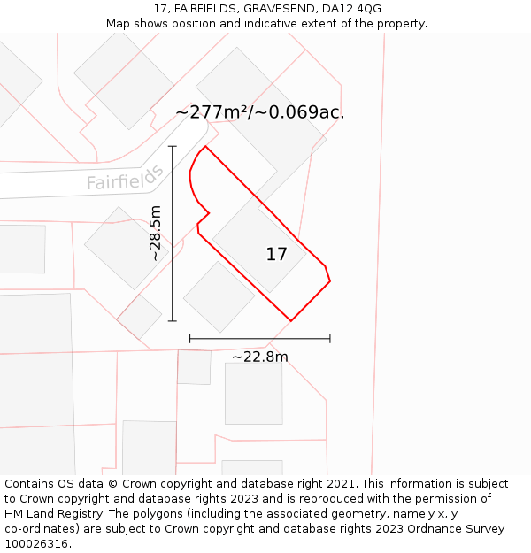 17, FAIRFIELDS, GRAVESEND, DA12 4QG: Plot and title map