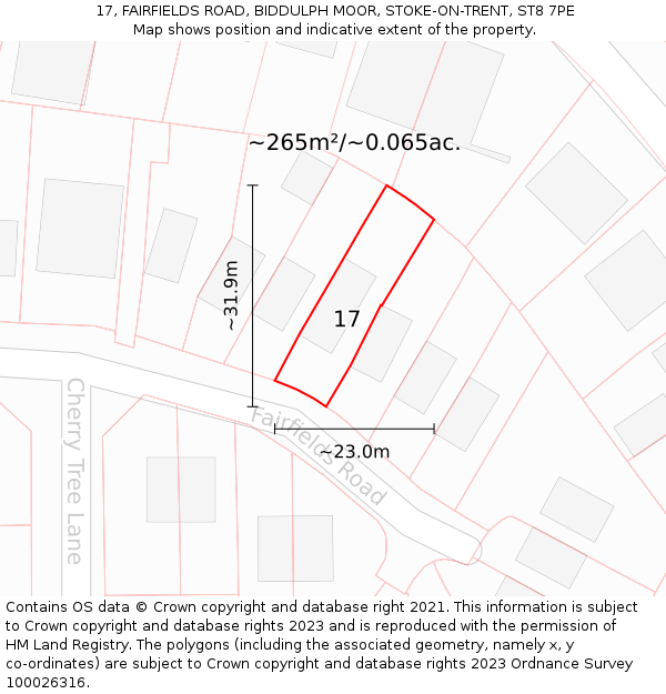 17, FAIRFIELDS ROAD, BIDDULPH MOOR, STOKE-ON-TRENT, ST8 7PE: Plot and title map