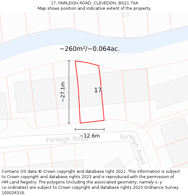 17, FAIRLEIGH ROAD, CLEVEDON, BS21 7XA: Plot and title map