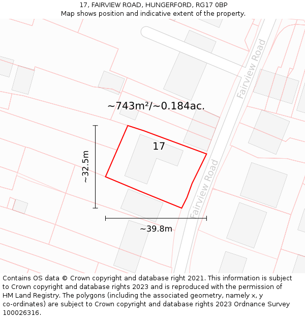 17, FAIRVIEW ROAD, HUNGERFORD, RG17 0BP: Plot and title map