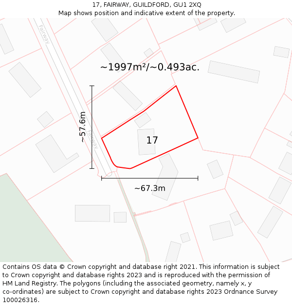 17, FAIRWAY, GUILDFORD, GU1 2XQ: Plot and title map