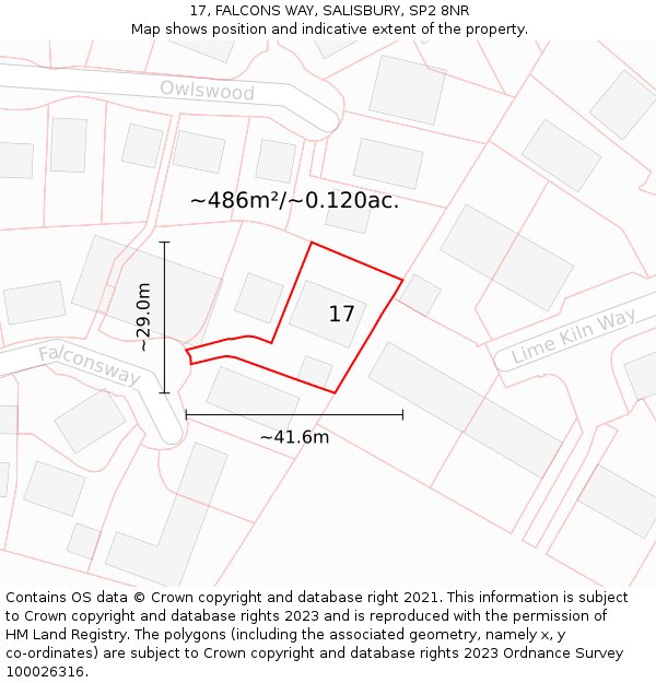 17, FALCONS WAY, SALISBURY, SP2 8NR: Plot and title map