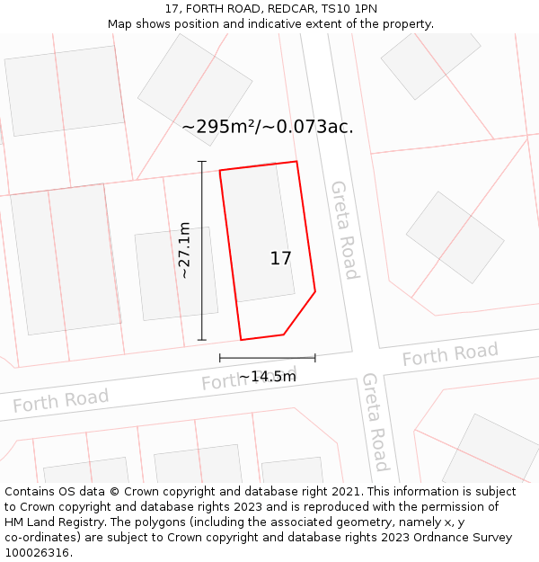 17, FORTH ROAD, REDCAR, TS10 1PN: Plot and title map