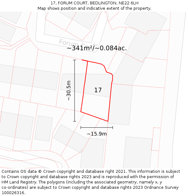 17, FORUM COURT, BEDLINGTON, NE22 6LH: Plot and title map