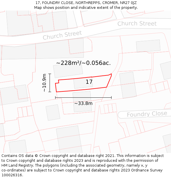 17, FOUNDRY CLOSE, NORTHREPPS, CROMER, NR27 0JZ: Plot and title map
