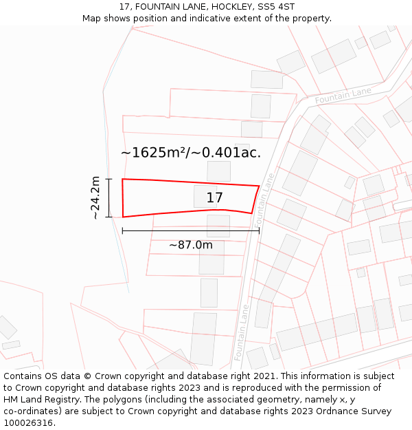 17, FOUNTAIN LANE, HOCKLEY, SS5 4ST: Plot and title map