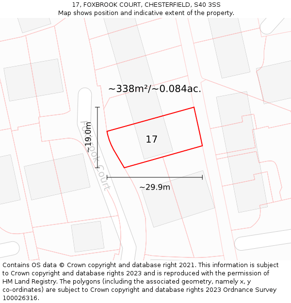 17, FOXBROOK COURT, CHESTERFIELD, S40 3SS: Plot and title map
