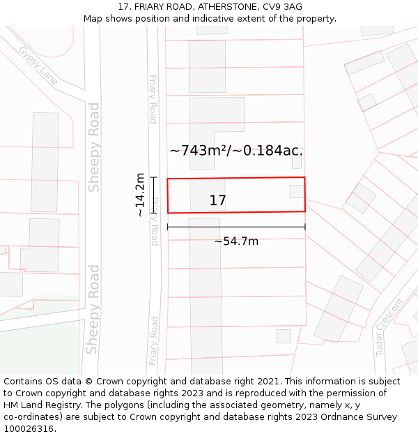 17, FRIARY ROAD, ATHERSTONE, CV9 3AG: Plot and title map