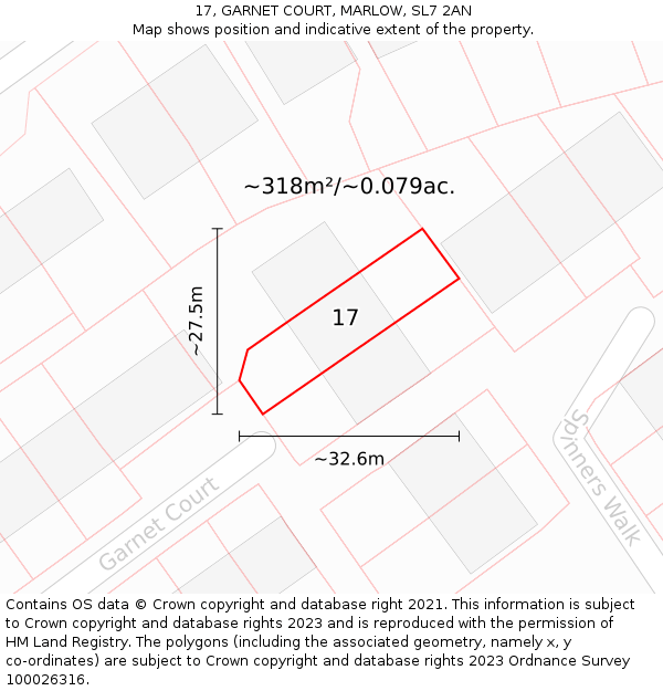 17, GARNET COURT, MARLOW, SL7 2AN: Plot and title map