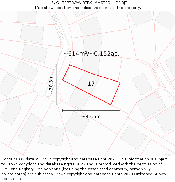 17, GILBERT WAY, BERKHAMSTED, HP4 3JF: Plot and title map