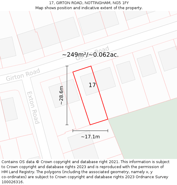 17, GIRTON ROAD, NOTTINGHAM, NG5 1FY: Plot and title map