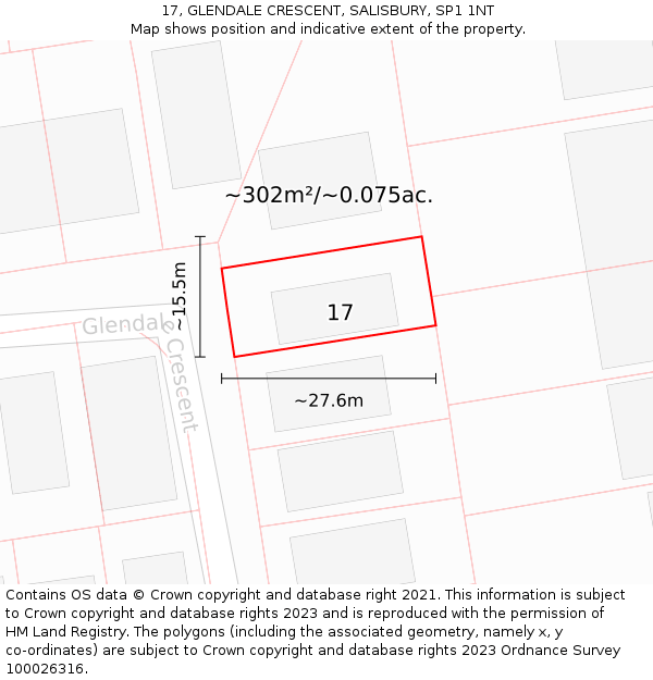 17, GLENDALE CRESCENT, SALISBURY, SP1 1NT: Plot and title map