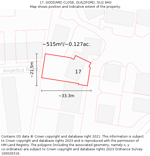 17, GODDARD CLOSE, GUILDFORD, GU2 9AG: Plot and title map
