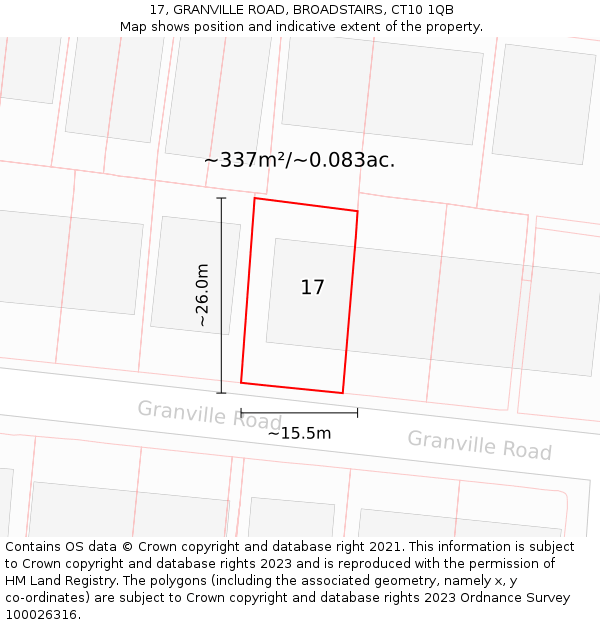 17, GRANVILLE ROAD, BROADSTAIRS, CT10 1QB: Plot and title map