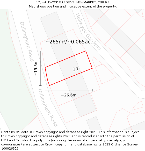 17, HALLWYCK GARDENS, NEWMARKET, CB8 9JR: Plot and title map