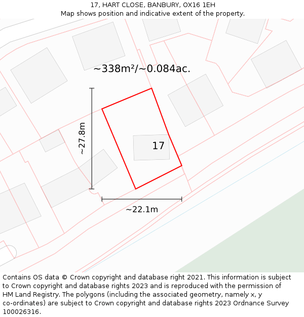 17, HART CLOSE, BANBURY, OX16 1EH: Plot and title map