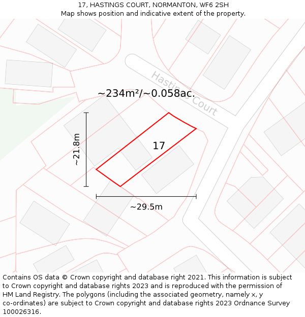 17, HASTINGS COURT, NORMANTON, WF6 2SH: Plot and title map