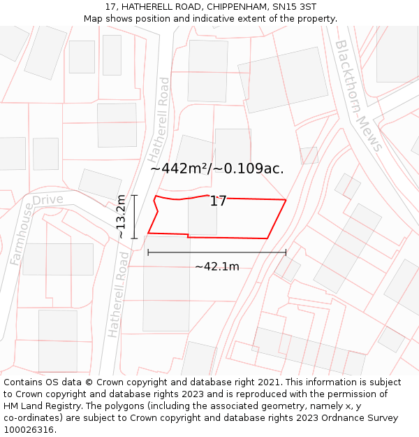 17, HATHERELL ROAD, CHIPPENHAM, SN15 3ST: Plot and title map