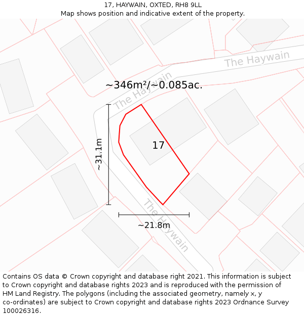 17, HAYWAIN, OXTED, RH8 9LL: Plot and title map